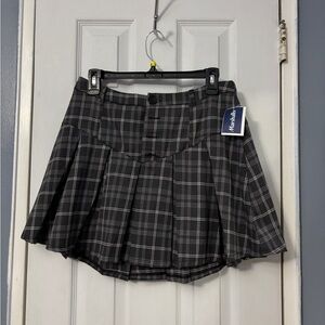 Brand New Black Plaid Mini Skirt